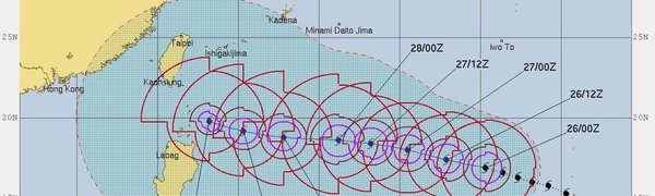 Тайфун «Юйту» направляется к юго-востоку Китая