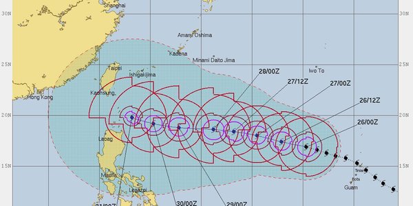 Тайфун «Юйту» направляется к юго-востоку Китая