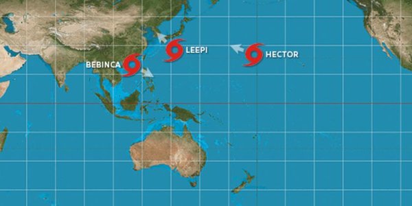 «Гектор», «Липи» и «Бебинка»: в Тихом океане идёт активная тайфунная деятельность