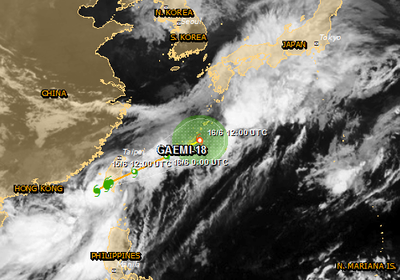 Тропический шторм «Гаеми» движется в сторону Японии