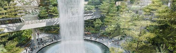 В аэропорте Сингапура построили самый высокий в мире крытый водопад