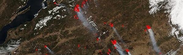 Спутник НАСА сделал снимки лесных пожаров в Сибири
