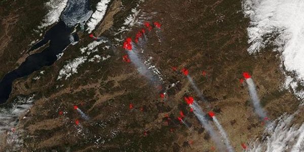Спутник НАСА сделал снимки лесных пожаров в Сибири