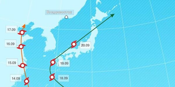 Тайфуны «Муифа» и «Нанмадол» в Тихом океане: траектории
