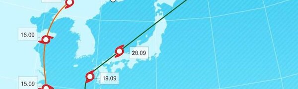 Уточненная траектория тайфуна «Муифа» 