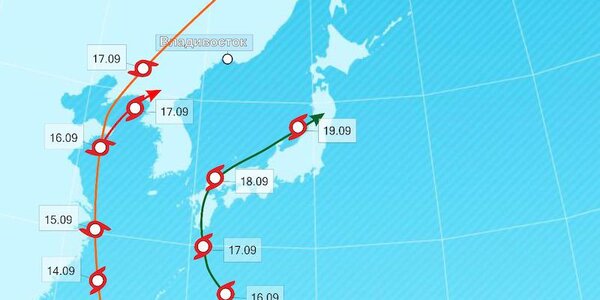 Тайфун «Муифа»: траектории движения и возможная степень влияния на погоду в Приморье
