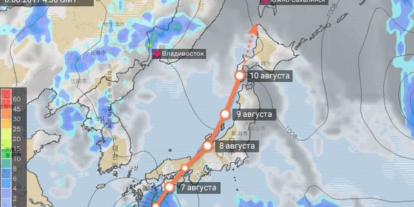 Центр тайфуна NORU пройдет над Японией (ОБНОВЛЕНО)