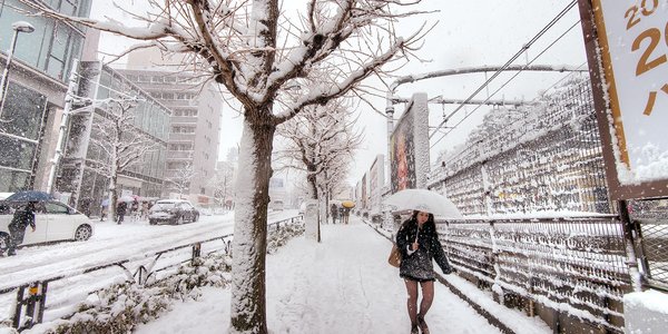 Снежный шторм обрушился на северо-восток Японии (ВИДЕО)