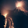 Поток лавы изливается на склон вулкана Ключевской
