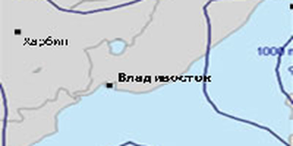 Карта циклона, движущегося на Приморье