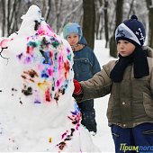 Снежное удовольствие на улицах Владивостока! 