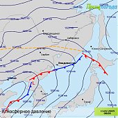 Карта циклона, движущегося на Приморье