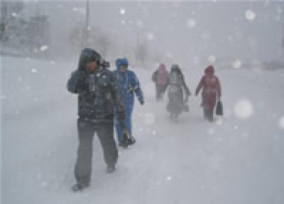 Петропавловск-Камчатский окутала снежная буря