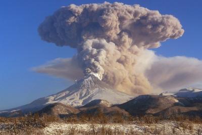 Пепел от вулкана Шивелуч засыпал камчатский поселок