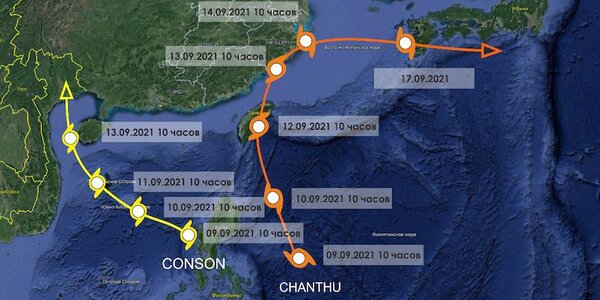 Два тайфуна в Тихом океане не угрожают Приморью