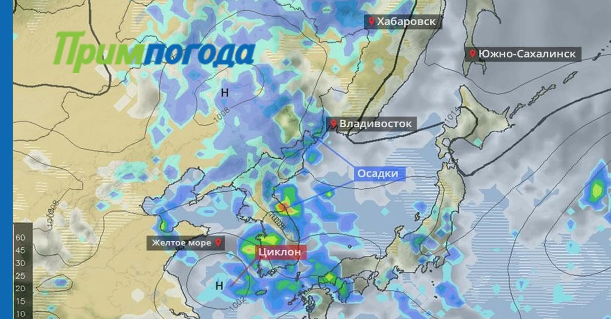 Погода в приморском крае владивосток. Карта погоды Приморского края. Карта осадков Приморский край.