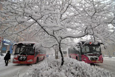 На северо-востоке Китая прошли обильные снегопады