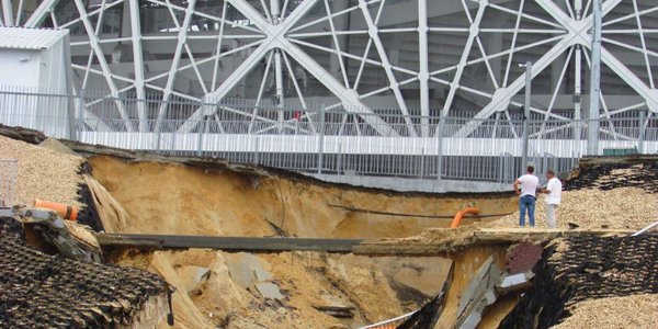 В Волгограде ливни повредили построенный для ЧМ-2018 стадион